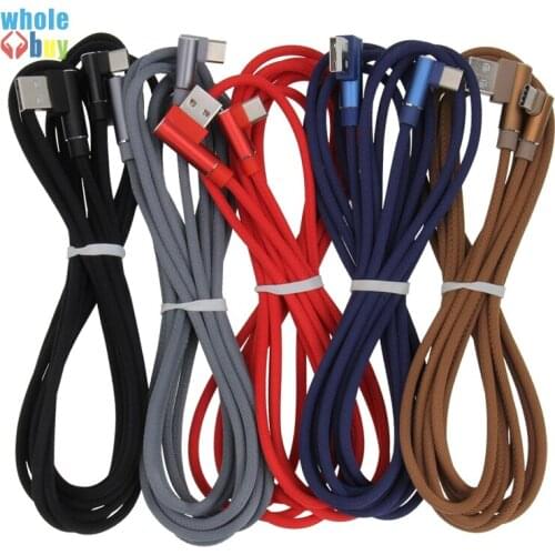 1M/2M/3M Fabric 90 degree Fast Charging USB Cable For iPhone 8Pin Micro 5Pin For Type c USB c Mobile Phone Cables 200pcs/lot