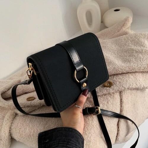 High quality leather womens shoulder bag metal ring ladies Messenger bag winter female handbag new girl party bags for women