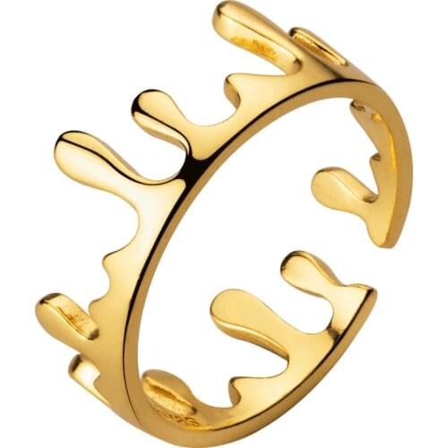 925 Sterling Silver Crown Waterdrop Costume Jewelry Beautiful Gold Rings For Girls Female Silver Finger Rings