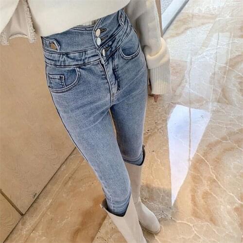 High-Waisted Jeans Woman 2021 Summer Slimming Pants All-Match Thin-Fitting Casual Calça Cargo Feminina Pantalones Y Monos