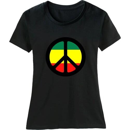 Peace Sign Ancient Symbols Jamaica BOB MARLEY Nuclear Disarmament Cotton Girl Woman Short Sleeve T Shirt Summer ZIIART