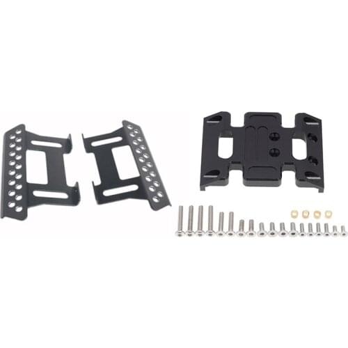 2 Set RC Car Part: 1 Set Metal Side Pedal Plate & 1 Set Gearbox Mount Transmission Holder Chassis Center Skid Plate