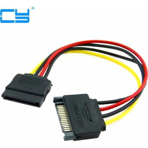 20cm 0.2m Cable SATA 2 15pin Male to Female M F M-F SATA hard disk Power Extension Cable