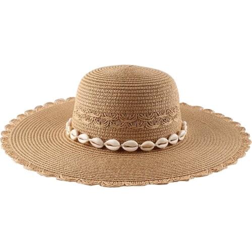 2021Big shell conch straw hat fedora hat cowboy hat men and women beach hat summer hat shell hat curling hat