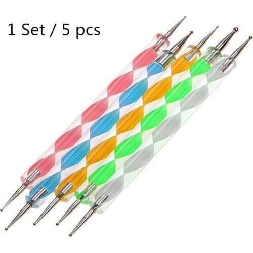5pcs/set 2 Way Dotting Pen Nail Rhinestones Acrylic Painting Tool Nail Art Decoration