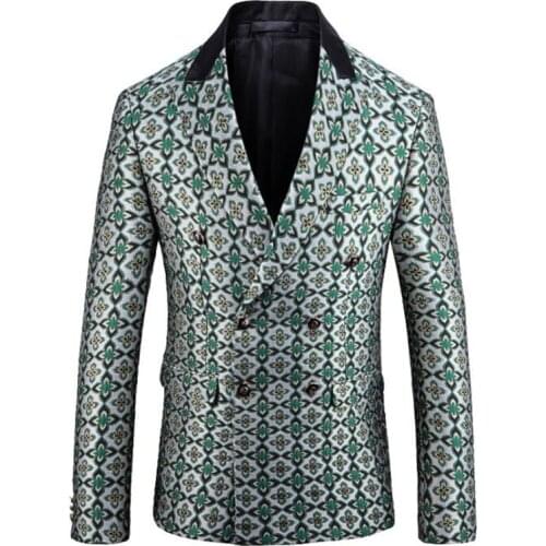 Blazers mens suits green printing autumn winter high-end European American americana hombre costumes hommes de luxe بدلة رسمية