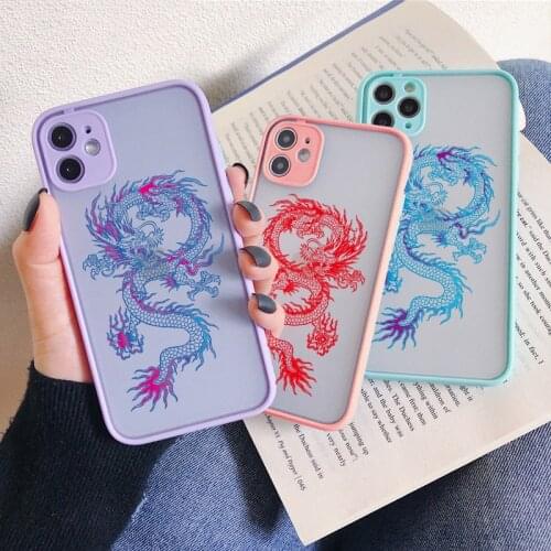 Dragon Phone Case For iPhone X XR XS 11 12 pro max Mini 6S Plus SE 2020 7 8 Plus Fashion Animal Hard PC Back Cover Funda Shell