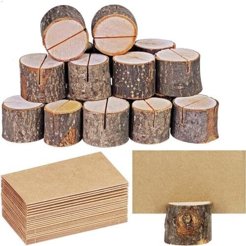 1Pcs Natural Wooden Bark Memo Holder For Party Decorative Wood Pile Name Place Card Holders Menu Wedding Birthday Decor