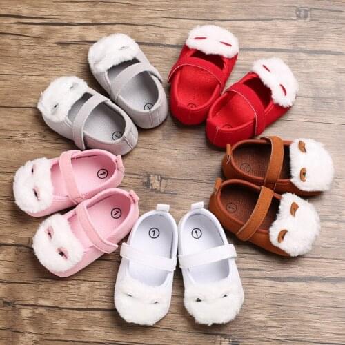 Toddler baby girl hair ball non-slip soft bottom shoes baby plush childrens shoes