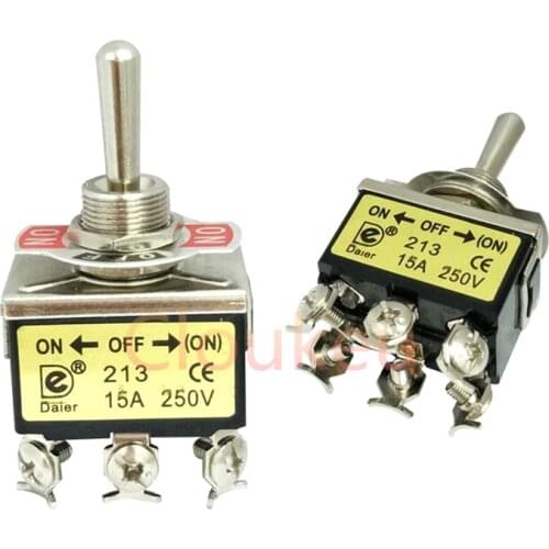 E-TEN213 12MM Brown Reset 6Pin/3File ON-OFF-(ON) Rocker switch Toggle Switch 15A250V