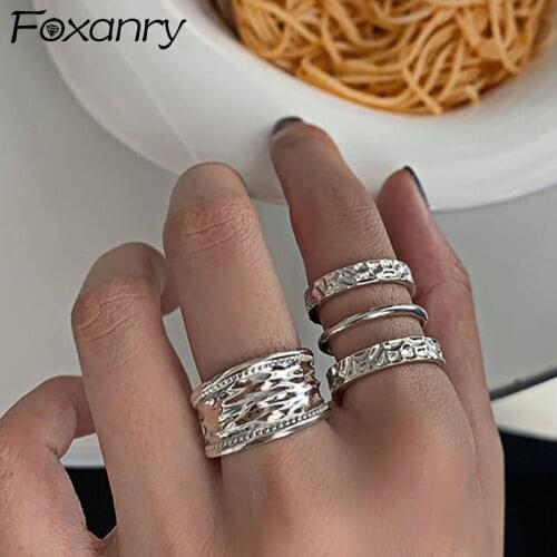 Evimi 925 Sterling Silver Irregular Pattern Rings for Women Couples New Fashion Vintage Punk Elegant Party Jewelry Gifts
