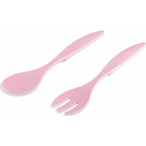 EWs Acrylic 2 Lİ of Soft Pink Fork Spoon Set