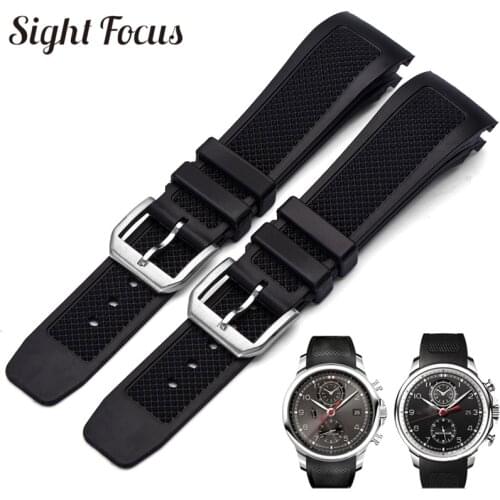Curved End 22mm Flexible Silicone Rubber Silicone Watch Band Replacement for IWC Strap IW390209 502 211 Wristwatch Bracelet Band