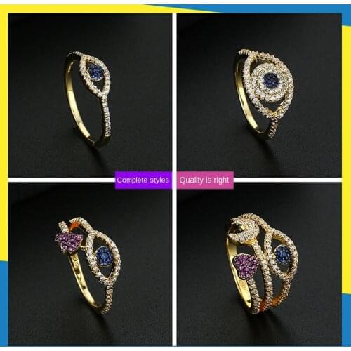 Exquisite sparkling devils eye diamond ring fashion retro design personality net red female wearable brand jewelry Luxury