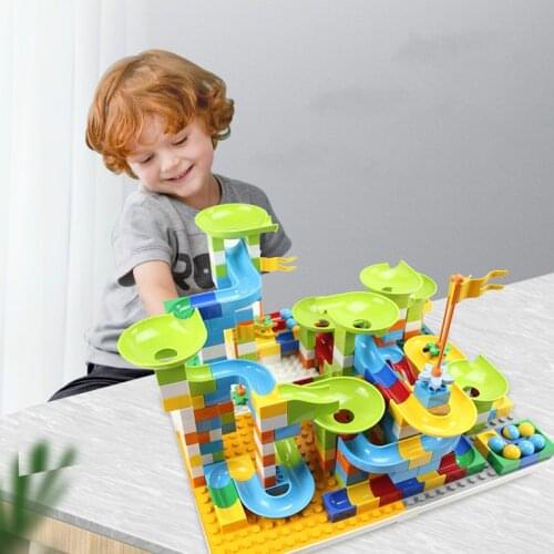 80-324 PCS Funnel Slide DIY Brick Marble Race Run Block Big Size Compatible Duploed Building Blocks Toys For Children