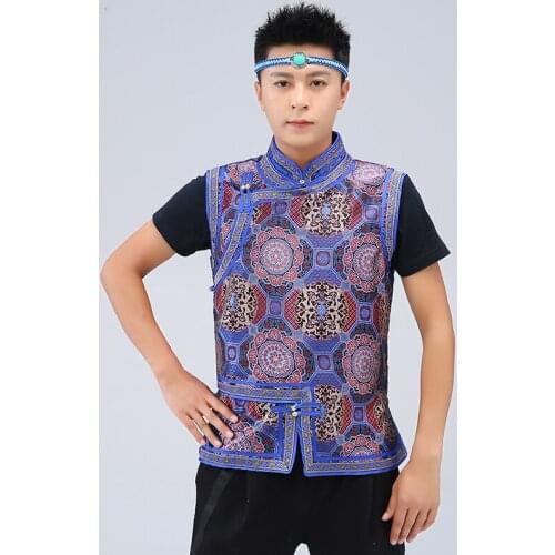 Summer Mens National Clothes Tops mongolia men waistcoat Male Chinese Style Tang Suit Sleeveless Vest