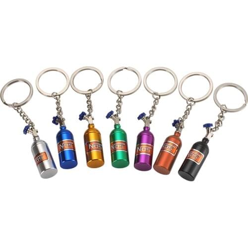 Mini NOS Bottle Oxide Nitrous Pill Stash Box Car Keychain Keyring Key Fob Ring