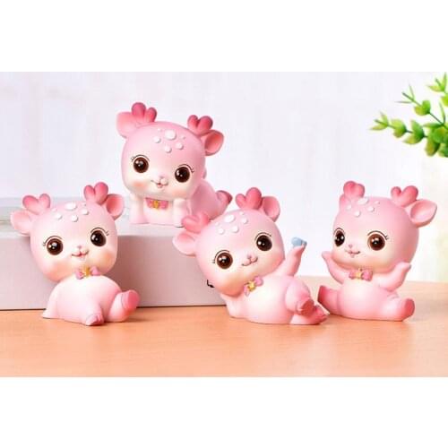 2021 Fawn Model Mini Cartoon Resin Lovely Deer Display Mold for Bedroom Miniatures Fairy Garden Ornament Craft Home Decoration