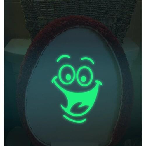 Cartoon Smiley wall sticker bathroom cupboard home decor Glow in the dark PVC art decals decorations Funny toilet Stickers