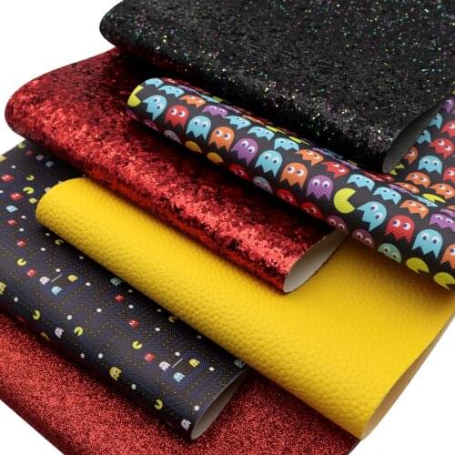 Cartoon Characters Faux Leather Sheets Set Chunky Glitter Lychee Synthetic Leather Fabric 20x33cm for DIY Earrings Making
