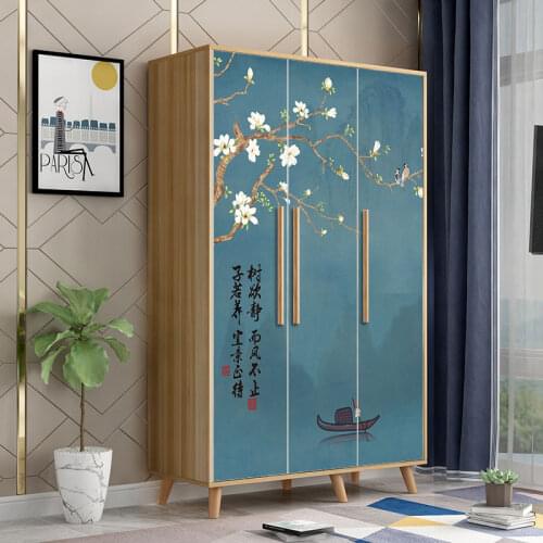 Kitchen Sliding Door Stickers Self-adhesive Wardrobe Refurbished Chinese Cabinet Decorative Painting Stickers