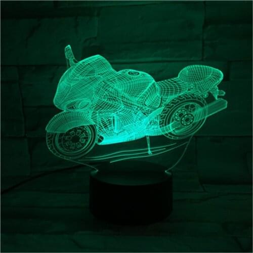 Novelty Cool Motorcycle Motorbike 3D LED Night Light USB Touch Remote RGB Table Lamp Home Decor Christmas Gift 403