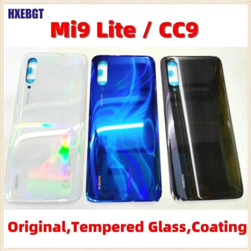 ORIGINAL NEW For Xiaomi Mi 9 Lite Mi9Lite Back Cover Glass CC9 Tempered Glass Rear Battery Door Housing Case Smartphone Parts