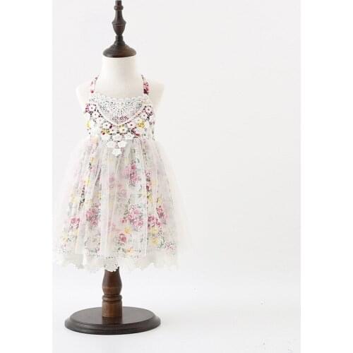 Easter Clothes for Girls Dresses Children Suspenders Floral Lace Tulle Cotton Dresses Children Fashion Flower Casual Dress