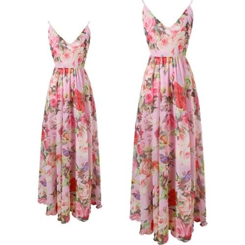 Mom Daughter Dress Mexi Vacation Woman Dress Sexy Girls Dresses Chiffon Summer Beach Dress Floral Family Matching Dress