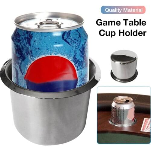 Professional Quality Jumbo Stainless Steel Casino Drop-In Steel Cup Holder For Poker Tables