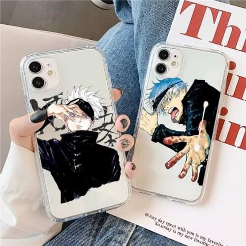 Jujutsu Kaisen Anime Gojo Satoru Phone Case Transparent for iPhone 11 12 mini pro XS MAX 8 7 6 6S Plus X 5S SE 2020 XR