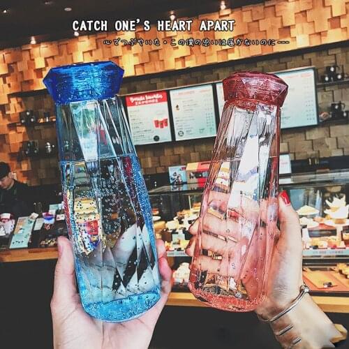 Loss sale 2022 new colorful glass water cup trend diamond element glass water cup sealed without water leakage