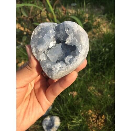 Rare! 1pcs 100% natural blue crystal heart geode with big crystal healing mineral specimen collection & home decoration