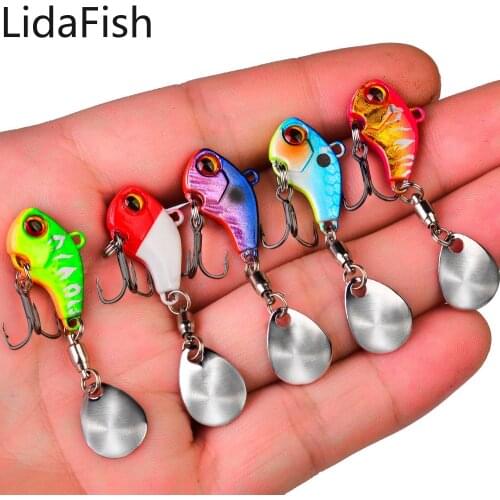 Lidafish 1PC Fishing Lure 3D Eyes Metal VIB Wobble Rotating Spoon Spinner Jig Artificial Hard Baits Fishing Tackle