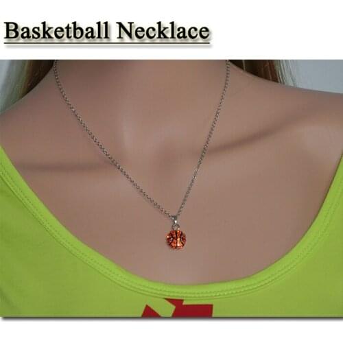 Sports Necklace Basketball Necklace Rhinestone Crystal Bling For Sports Girls