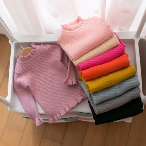 Baby Girl Sweaters Winter Spring New Girl Long Sleeve Knitted Clothes Kids Autumn Lace Ruffles Sweater For Girls Bottom Pullover