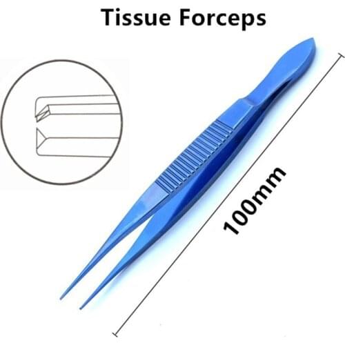Titanium Tissue Forceps Straight Teeth Delicate 100mm long ophthalmic instrument double eyelid