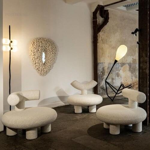 Fabric Living Room Furniture Lazy Sofa Chairs for Bedroom Balcony Villa Lounge Chair Simple Cloakroom Fitting Room Back Chair