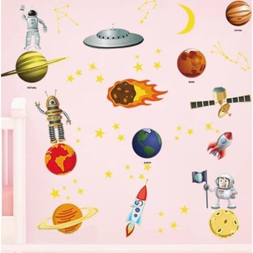 Universe UFO space wall sticker Bedroom living childrens room decoration sticker Removable vinyl decorative painting sticker