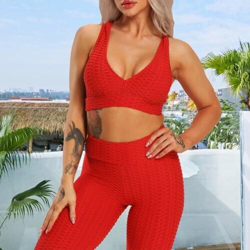 Women Running Suits Sportswear Fitness Pants Femme Sports Set Sleeveless Top High Waist Sport Leggings Gym Suit