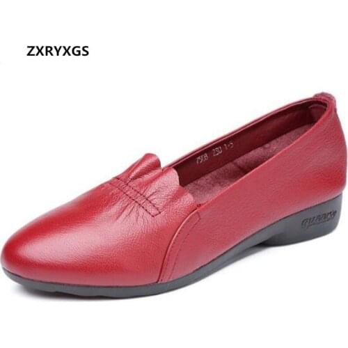 ZXRYXGS Special offer Promotion Top soft cowhide leather shoes women flat shoes soft sole comfortable women shoes casual shoes