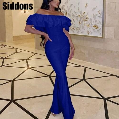 Sexy Long Jumpsuit Elegant Off Shoulder Summer Rompers Womens Party Office Work Ladies Overall