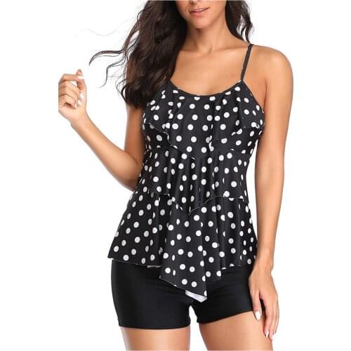 Women Bikini 2020 Woman 2 Piece Flounce Printed Top Shorts Pants Tankini Swimwear Bikini Set Beachwear Set Bathing Suit Tankini