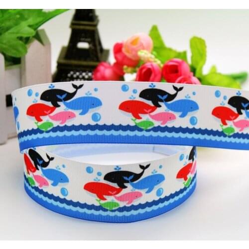 1.5'' Free shipping whale sea printed grosgrain ribbon hairbow headwear party decoration diy wholesale OEM 38mm P5998