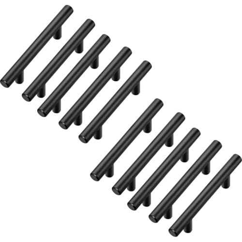 10 Pack 5 Inch Cabinet Pulls Matte Black Stainless Steel Kitchen Cupboard Handles Cabinet Handles 5 Inch Length, 3 Inch Hole Cen