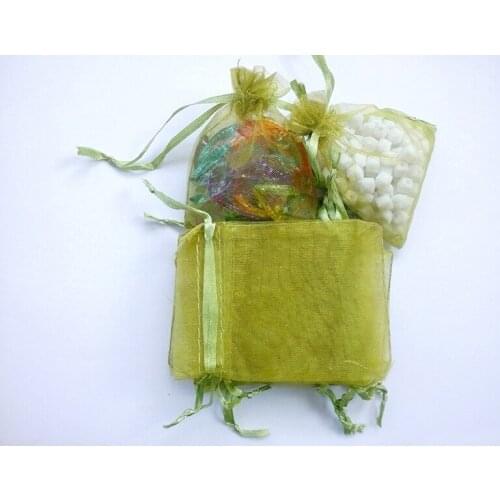 7*9cm 100pcs Army Green Gift Bags For Jewelry/wedding/christmas/birthday/bracelets Yarn Bag With Handles Packaging Organza Bags