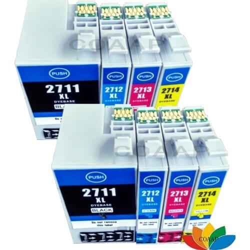 8PCS For 27XL T2711- T2714 Compatible Ink Cartridge For Epson WorkForce 7110 7610 7620 3620 3640 Printer