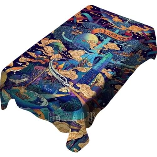 The Future Of The City Of Whimsical Fantasy Modern Illustrated Tablecloths Indoor And Outdoor Art Decoration