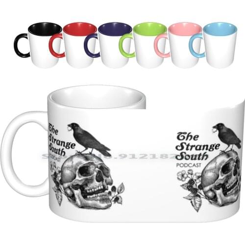 Skull And Crow / / The Strange South Podcast Ceramic Mugs Coffee Cups Milk Tea Mug The Strange South Southern Gothic Skull Crow