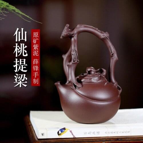 Embellish sand gift yixing recommended pure manual famous kung fu tea undressed ore purple clay teapot xiantao girder